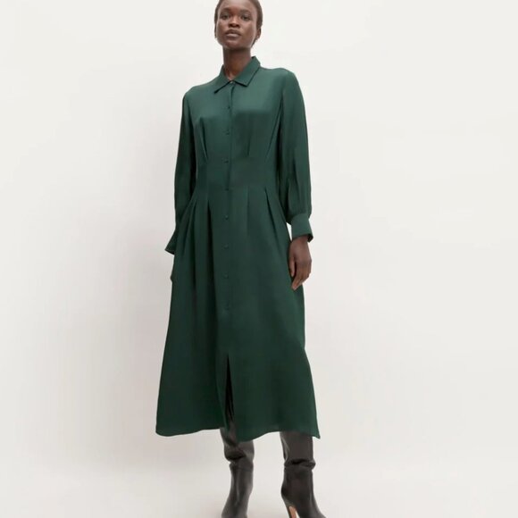 NWT Everlane The Hammered Satin Shirt Dress - Picture 3 of 8